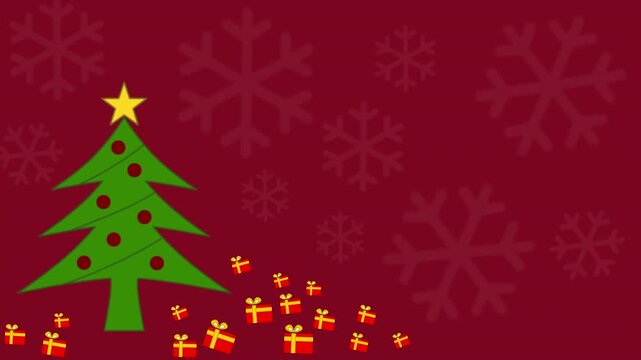 Christmas tree gifts holiday festive winter background celebration season, ideal for holiday greeting cards, seasonal promotions, or festive digital displays.
