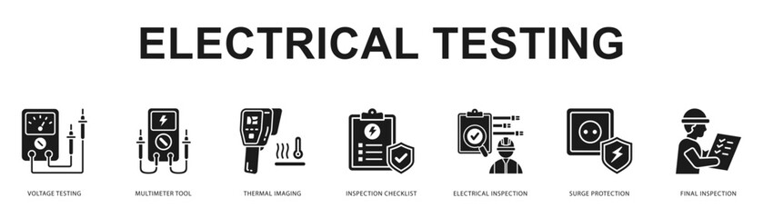Electrical Testing Modern and clean web banner illustration featuring thematic icons for visual communication