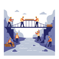 Bridge construction by a river