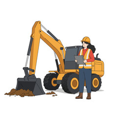 Construction manager reviewing digger operation