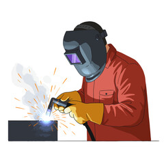 Welder at work sparks flying