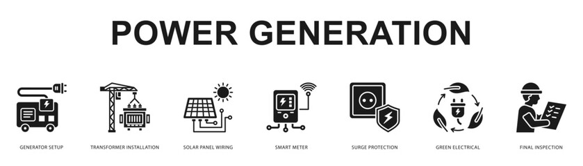 Power Generation Modern and clean web banner illustration featuring thematic icons for visual communication