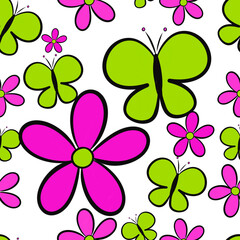 seamless butterfly and flower seamless pattern