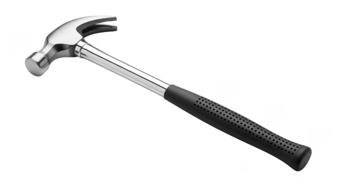 Shiny Chrome Claw Hammer Isolated On Black Background