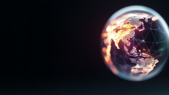 A stunning visual of Earth with a digital interface, showcasing global connections and technological advancements.