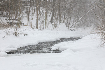 Obraz premium Winter Creek with Snow