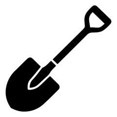 Black and white illustration of a shovel