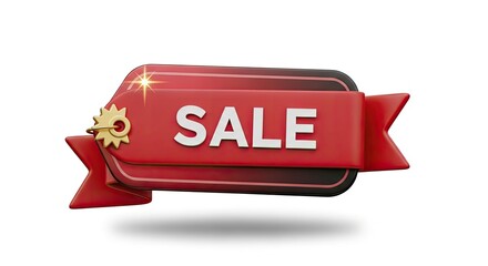 Sale banner features a red ribbon design with the word "SALE" in white letters ideal for advertising discounts promotions and special offers in retail marketing and shopping contexts to attract custo