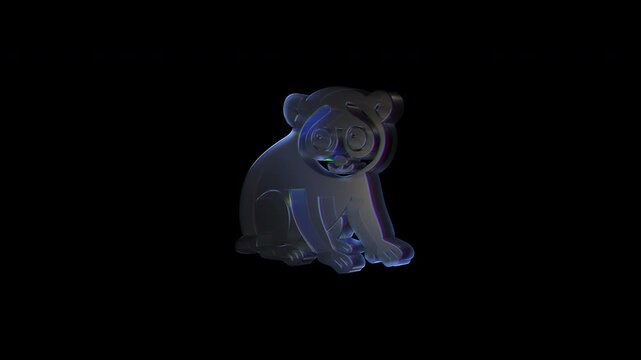 Rotating glass slow loris on black background