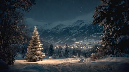 Fototapeta premium Snowy forest on xmas