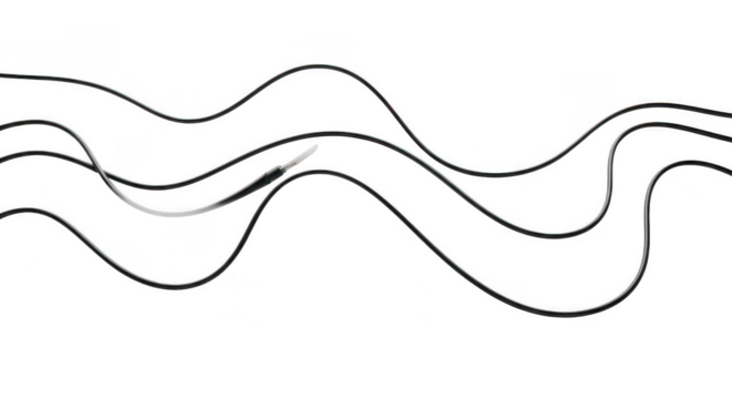 Wavy Fiber Optic Cables With Glowing Tip On Black