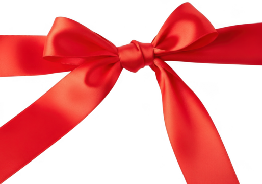 Vibrant red ribbon bow isolated on transparent background - Powered by Adobe