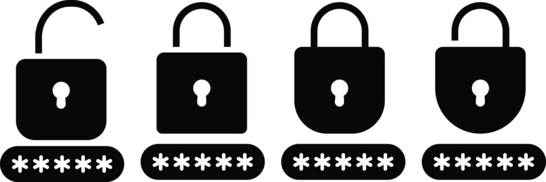  lock icon collection set locked icon symbol sign, transparent background,
