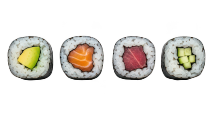 Assorted Uramaki Sushi Rolls With Salmon Tuna Avocado Cucumber