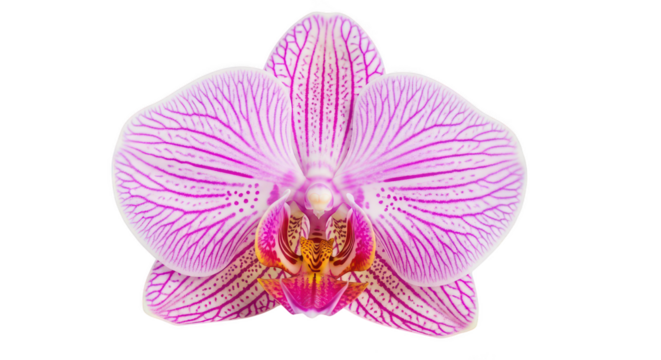 Elegant Pink Striped Phalaenopsis Orchid Isolated On Black