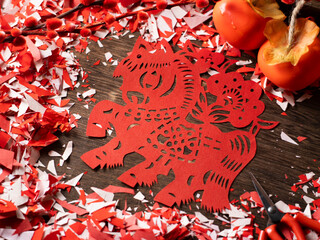 Spring Festival Year of the Horse paper cutting window decorations red paper