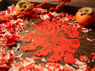 Spring Festival Year of the Horse paper cutting window decorations red paper