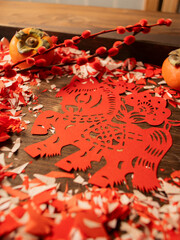 Spring Festival Year of the Horse paper cutting window decorations red paper