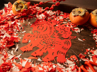 Spring Festival Year of the Horse paper cutting window decorations red paper