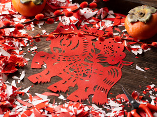 Spring Festival Year of the Horse paper cutting window decorations red paper