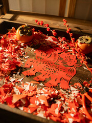 Spring Festival Year of the Horse paper cutting window decorations red paper