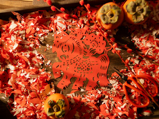 Spring Festival Year of the Horse paper cutting window decorations red paper