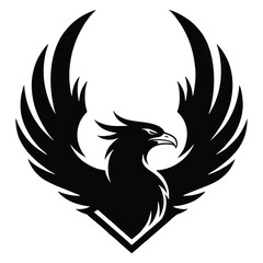 Bold phoenix rising emblem for branding, logo design, and mythical concepts today