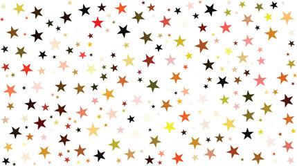 A scattered array of multicolored star shapes on a white background creating a festive atmosphere