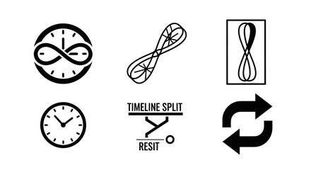 Fototapeta premium Discover dynamic concepts of time management, infinity, and cyclical processes through modern icons and symbols