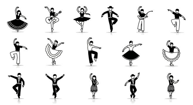 Captivating collection of dynamic dancers and musicians showcasing diverse cultural performances and artistic expression through graceful movement and vibrant energy.