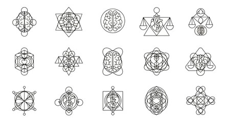 Embrace holistic well-being with these interconnected symbols representing mind, heart, and balance for your next project
