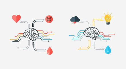Dynamic brain connections symbolizing emotional intelligence and creative problem solving for modern professional concepts