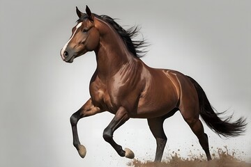 Obraz premium Elegant Thoroughbred Horse Standing on White Background