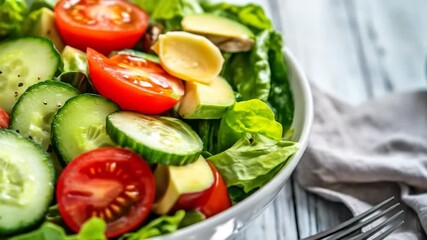 Fresh vibrant green salad with cucumber and tomato healthy food concept - Powered by Adobe