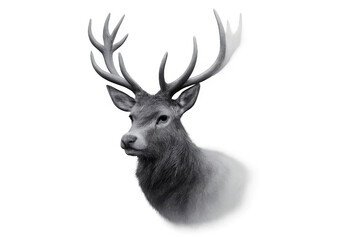 Naklejka premium Majestic deer head with impressive antlers, a symbol of nature's beauty and strength for conservation campaigns or holiday designs with a touch of woodland charm