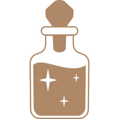 A Golden Potion Bottle With A Stopper Filled With A Shimmering Liquid And Sparkles On A Transparent Background