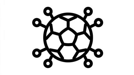 Stylized soccer ball with radial connection points.