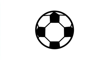 Fototapeta premium Black and white soccer ball icon on a plain white background.