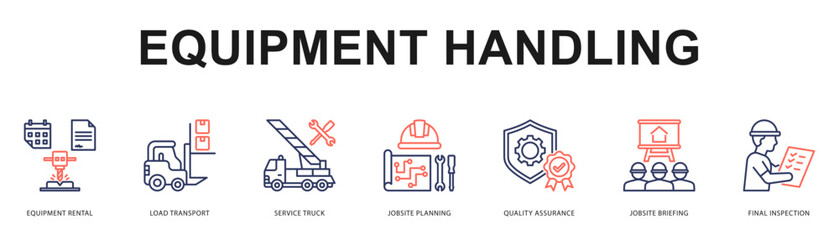 Naklejka premium Equipment Handling Modern and clean web banner illustration featuring thematic icons for visual communication