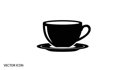 Coffee cup on saucer with transparent background