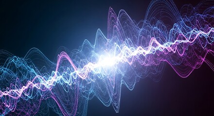 Abstract visualization of a glowing energy wave pulsating with light and particles against a dark background