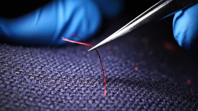 Precision fabric repair techniques textile restoration workshop close-up professional environment