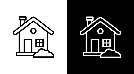 Residential Home  White Icon Set Design