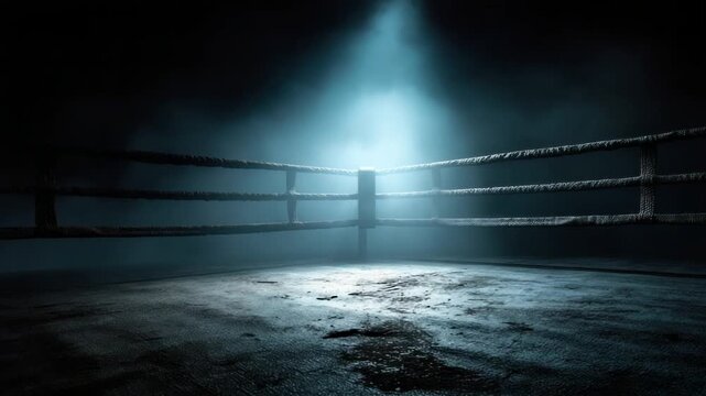 Empty boxing ring under dramatic lighting (1)