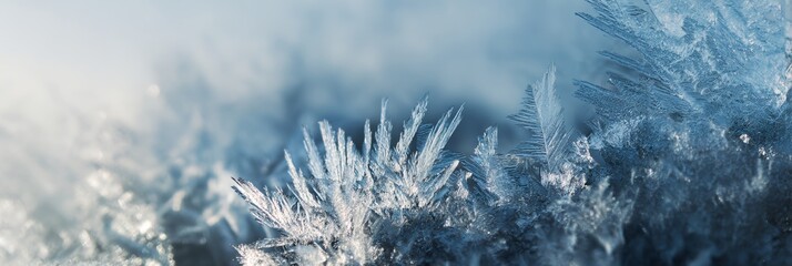 Close up of ice crystals on a branch