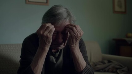 An elderly person expresses a moment of reflection and deep contemplation Stock Video