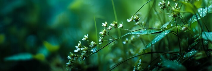 Green field with a bunch of flowers