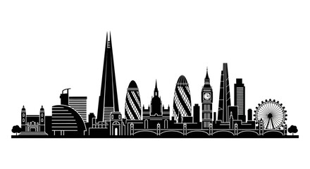 London skyline silhouette with transparent background
