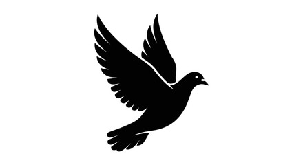 Flying dove silhouette with transparent background