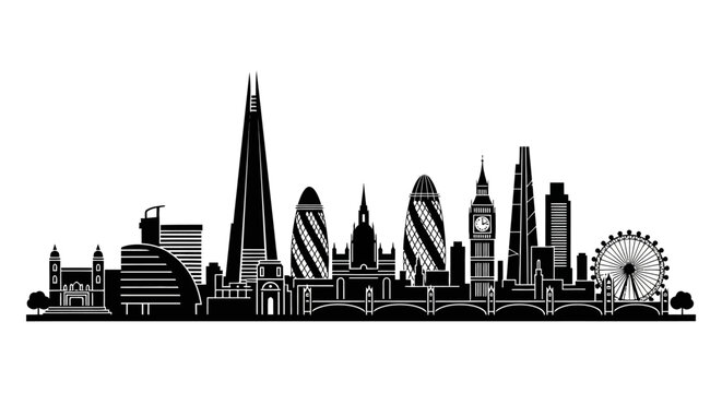 London skyline silhouette with transparent background